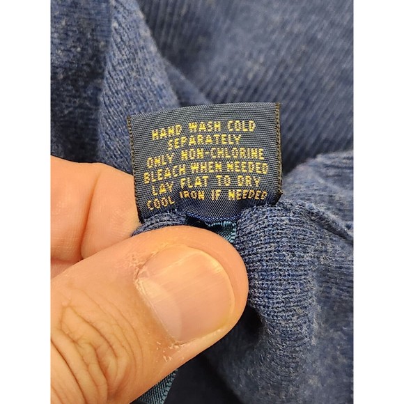 Polo Ralph Lauren Sweater Men's L V-Neck Pima Cotton Blue Knit Pullover Red Pony - Picture 7 of 7